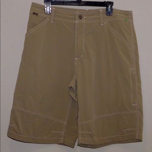 Mens 36w Kuhl Renegade 12" nylon spandex tan hiking shorts like new